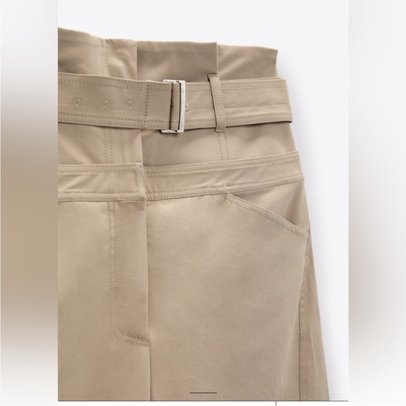 BELTED GABARDINE PANTS - Picture 7 of 8
